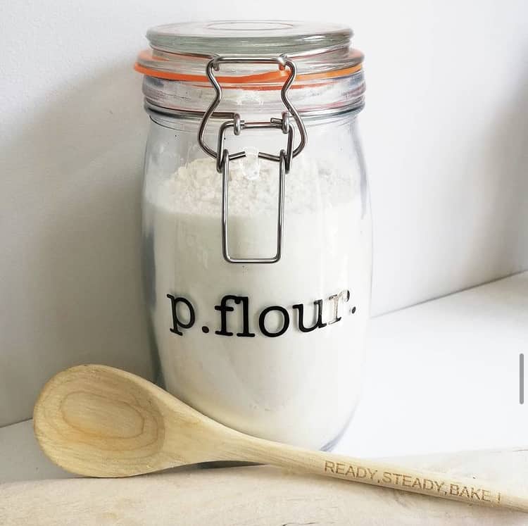 The best glass flour jar, with a metal clasp.