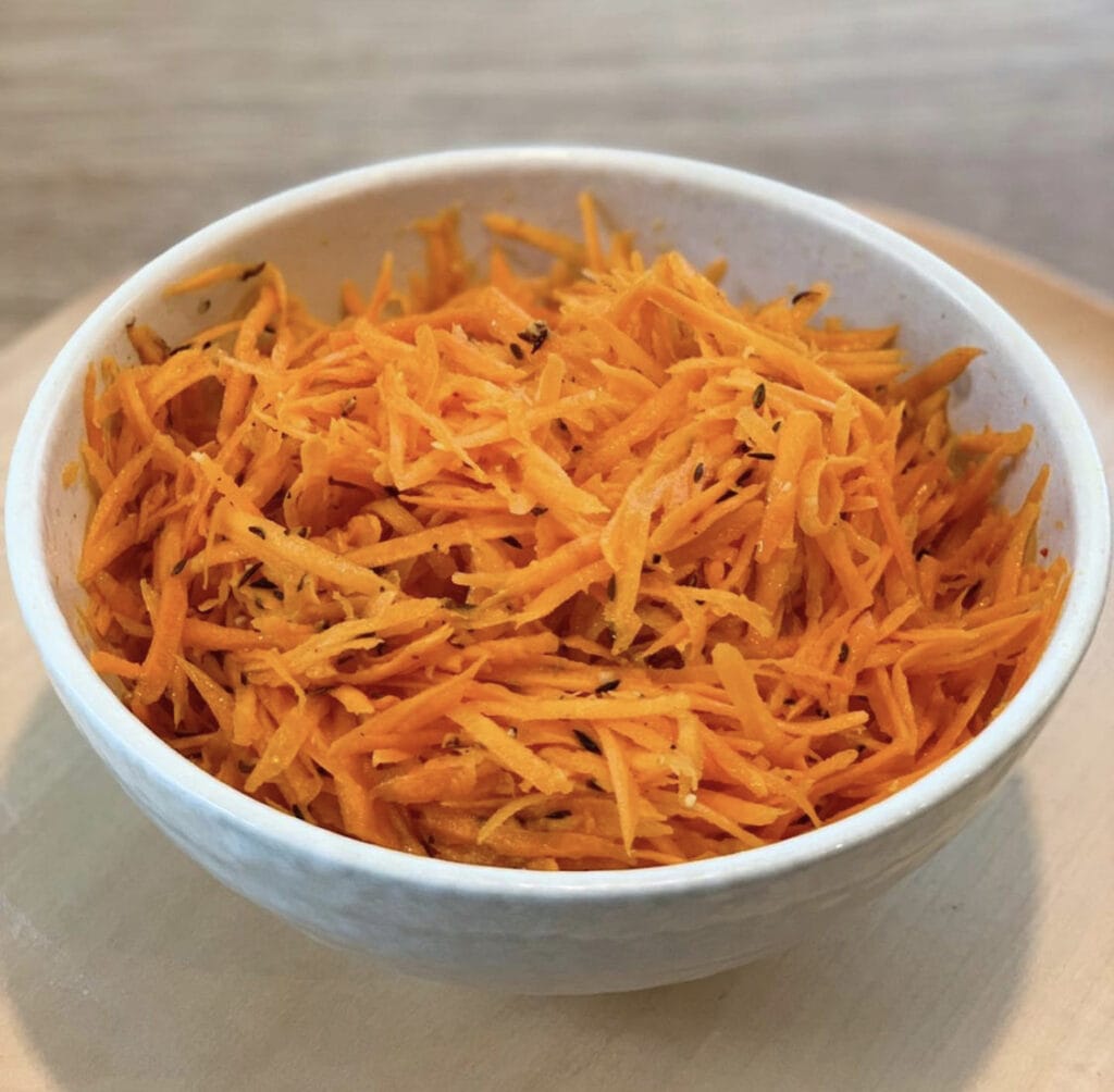 Korean carrot salad made with the best carrot shredder
