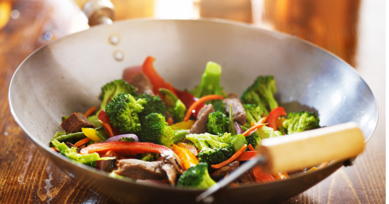 a best carbon steel wok with veggies