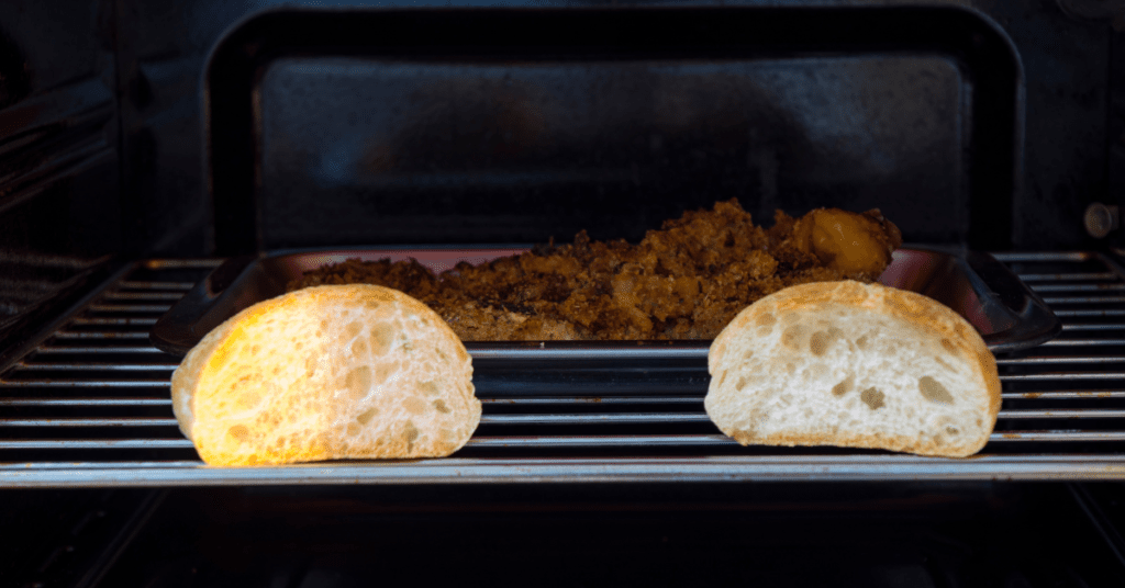 Italian Bread warming in the oven