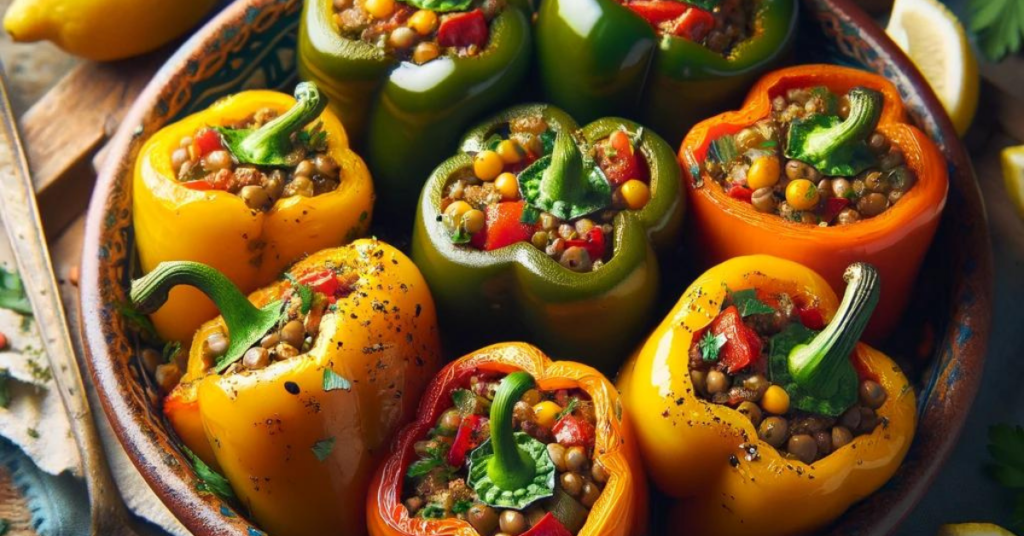 plant based Turkish Style Stuffed Bell Peppers