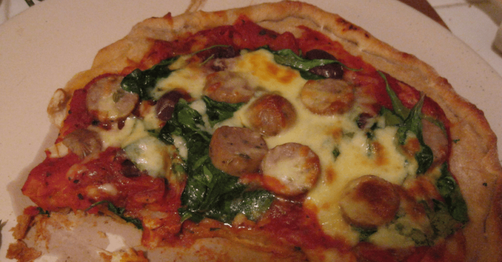 Vegan Pizza with plant based sausage